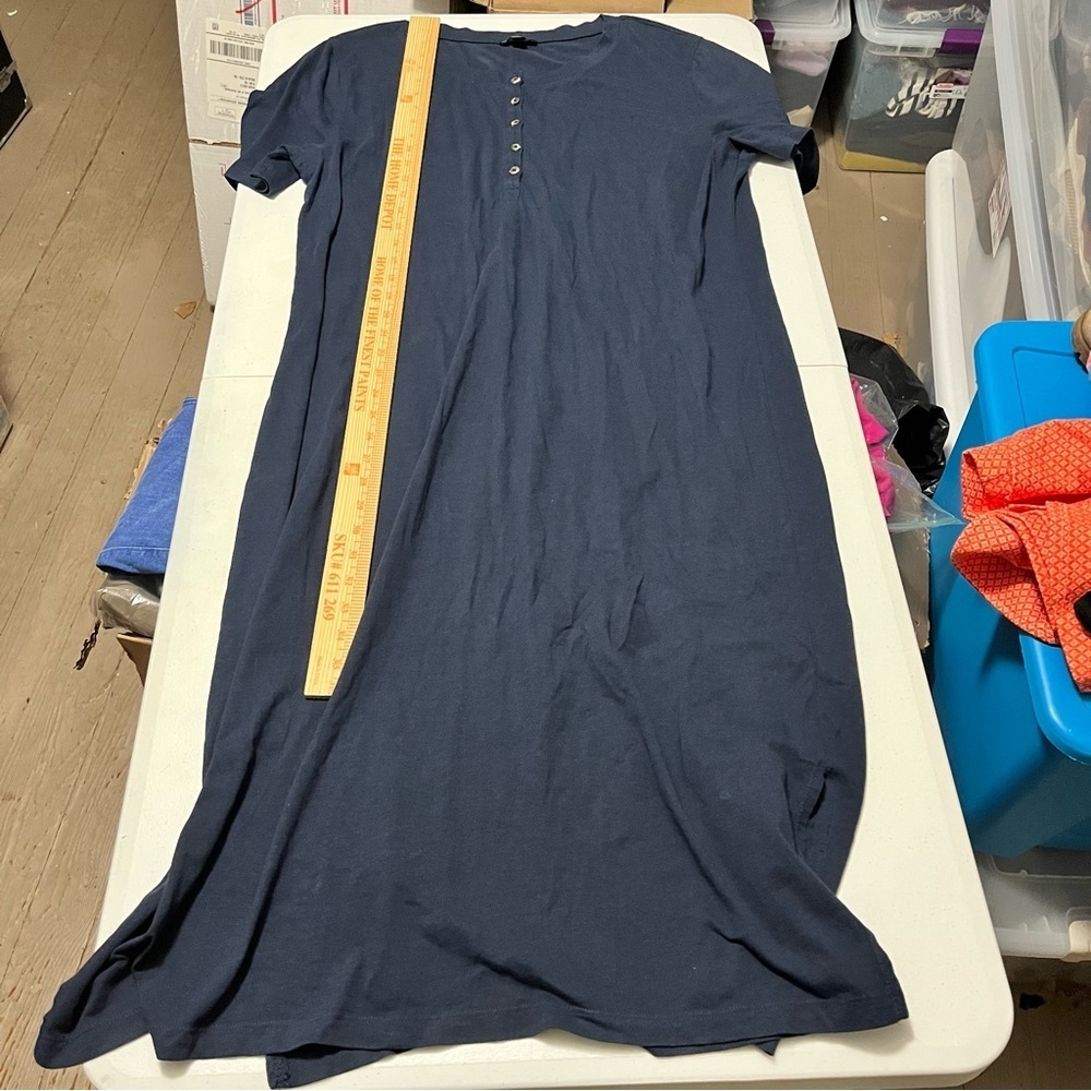 J. Crew Women’s Midi Henley Knit T-Shirt Dress Navy Blue XL J - Picture 6 of 7